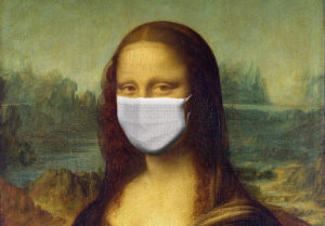 Monalisa with a mask over her face to represent the coronavirus pandemic