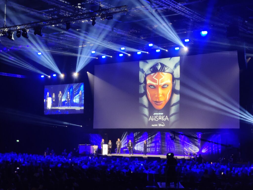 Picture taken at Star Wars Celebration 2023 in London, poster of the new Ahsoka series coming in August 2023