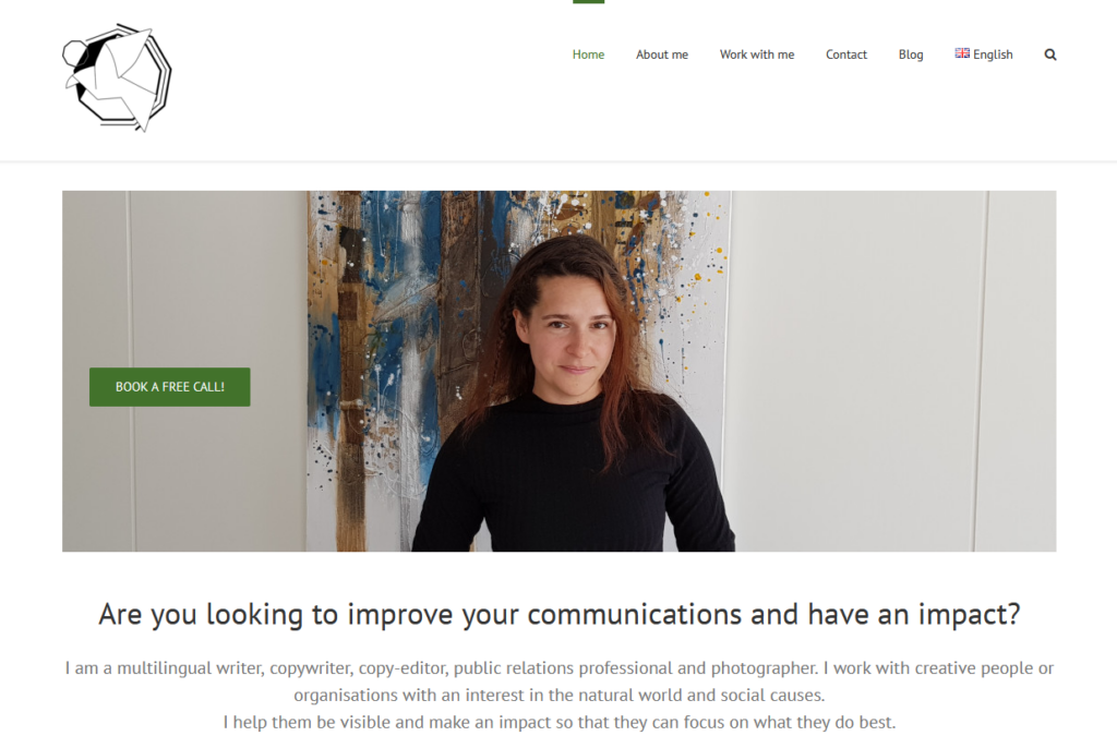 Website homepage of Eleanor Smith COmmunications